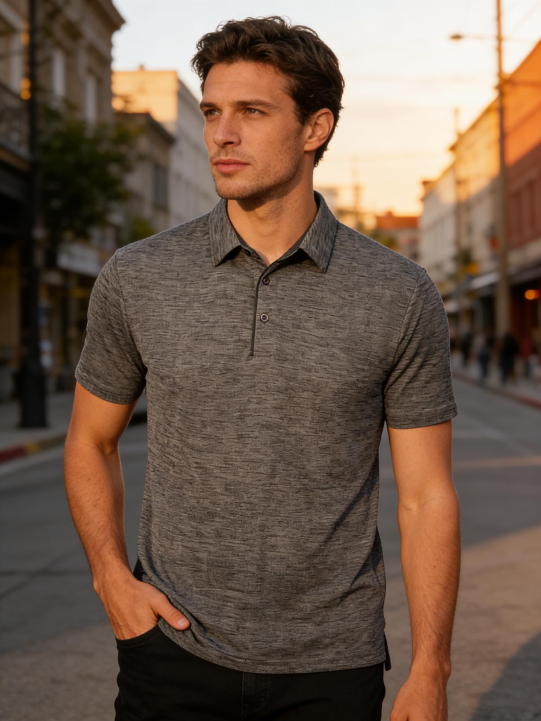 Polo da golf da uomo, traspirante, a maniche corte, casual, leggera, alla moda