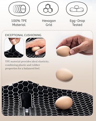 Miniatura 3 de Cojín de asiento de gel más grueso, cojín de asiento de gel 3D grande para silla de escritorio, cojín de huevo para alivio del dolor de ciática y