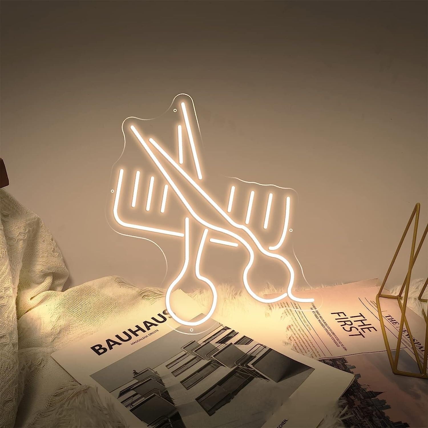 HRXOW Customizable LED Neon Signs Lights, Combs And Scissor LED Night Lights,50X34cm PersonalizeBar Shop Party Name Logo (Color : Peach Pink, Size : USB)