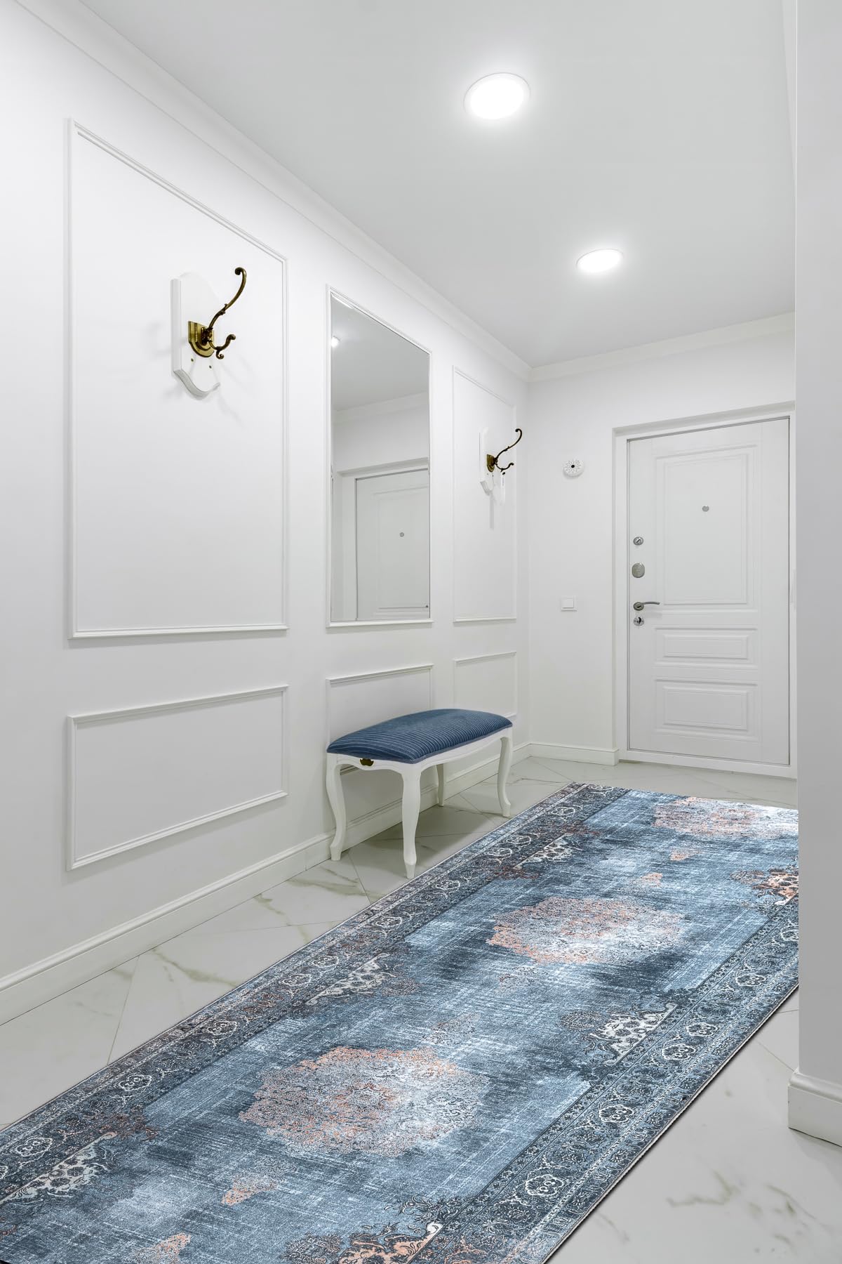 rugsx Antypoślizgowy chodnik lotosowy rozeta 47050 szary do prania 60 cm 60 x 510 cm szary