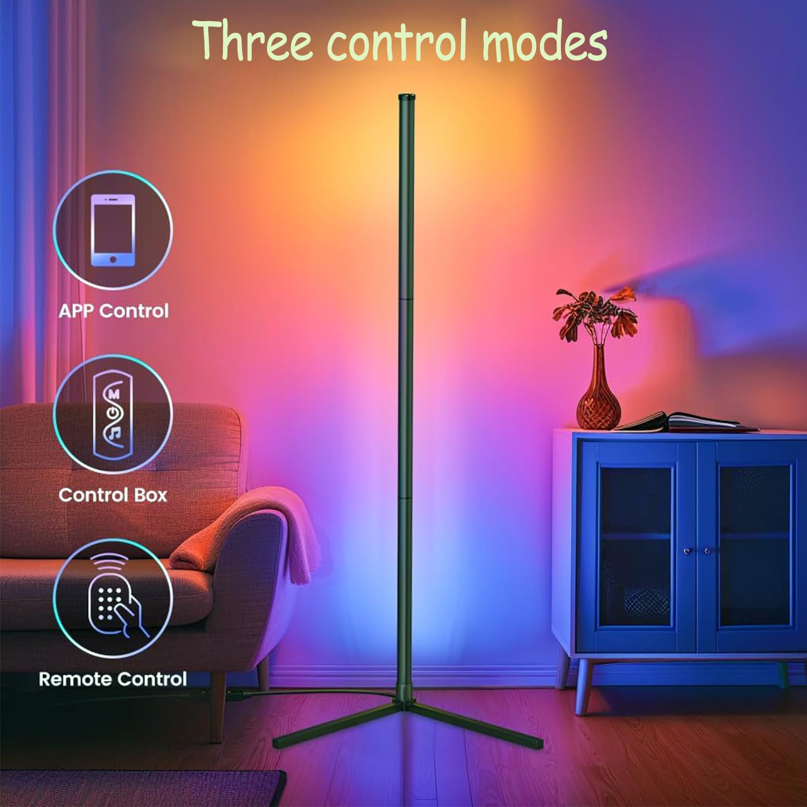 Lampada da Terra LED,155CM, RGB Piantana Dimmerabile con APP e Telecomando, Musica Sincronizzazione, Smart Lampade da Terra Salotto, Piantana LED per Soggiornoe Camera da Letto
