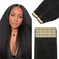 Vista 90 de Lashey Extensiones de Cabello Humano con Cinta Adhesiva Negro Natural 100% Remy Cabello Humano Liso Extensiones de Cabello con Cinta Largas de 24