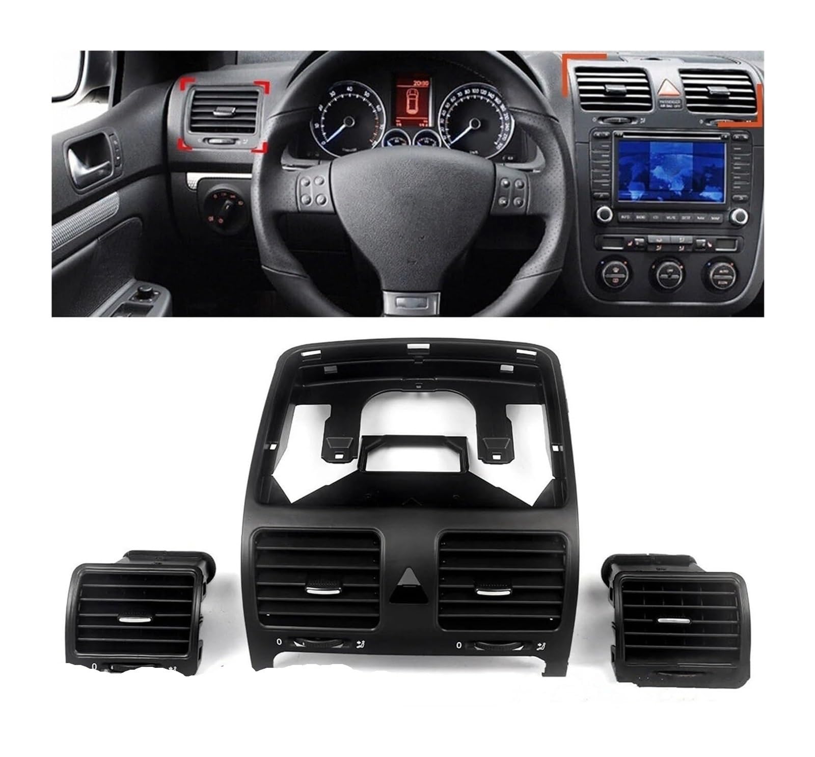 Auto Griglia Bocchette Aria Condizionata Per VW Per J&etta Per G&olf Per Rabbit 2004-2011 Set Bocchette Di Ventilazione Centrali Del Cruscotto OE:1KD819703 1KD819704 1KD819728 Griglia Per Auto