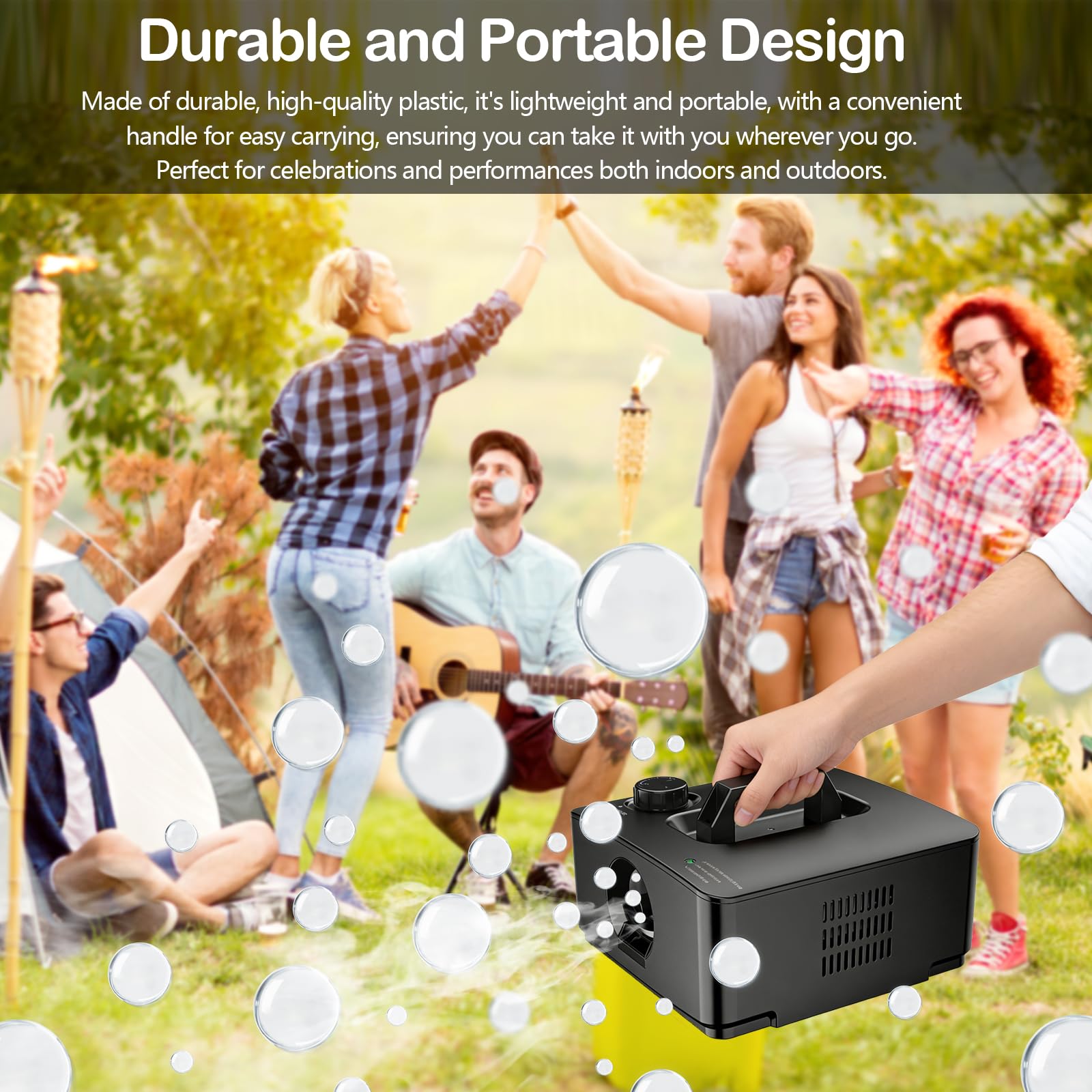 Nebelmaschine, Macchina Del Fumo 2 In 1 Con Bolle 400W, Macchina Bolle Di Fumo Portatile 27×25×16 Cm, Fog Bubble Machine Per DJ Festa Palco Matrimonio Halloween Natale Compleanno