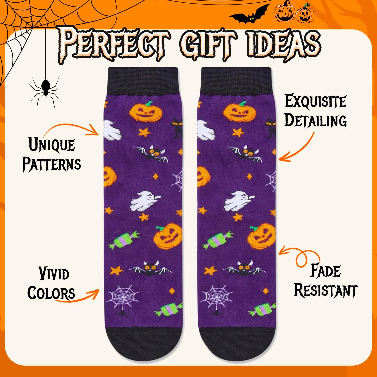 HAPPYPOP Halloween Gifts - Socks Kids Boy Girls, Horror Spooky Ghost Socks Teens Adult - Image 4