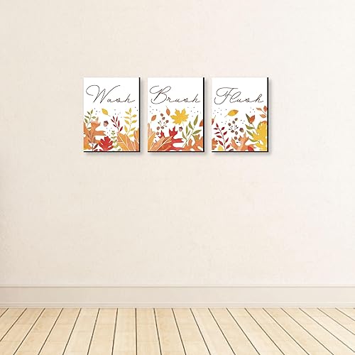 Miniatura 4 de Big Dot of Happiness Follaje de otoño  Arte de pared de hojas de otoño para niños, 7.5 x 10 pulgadas, juego de 3 letreros  lavado, cepillo y descarga