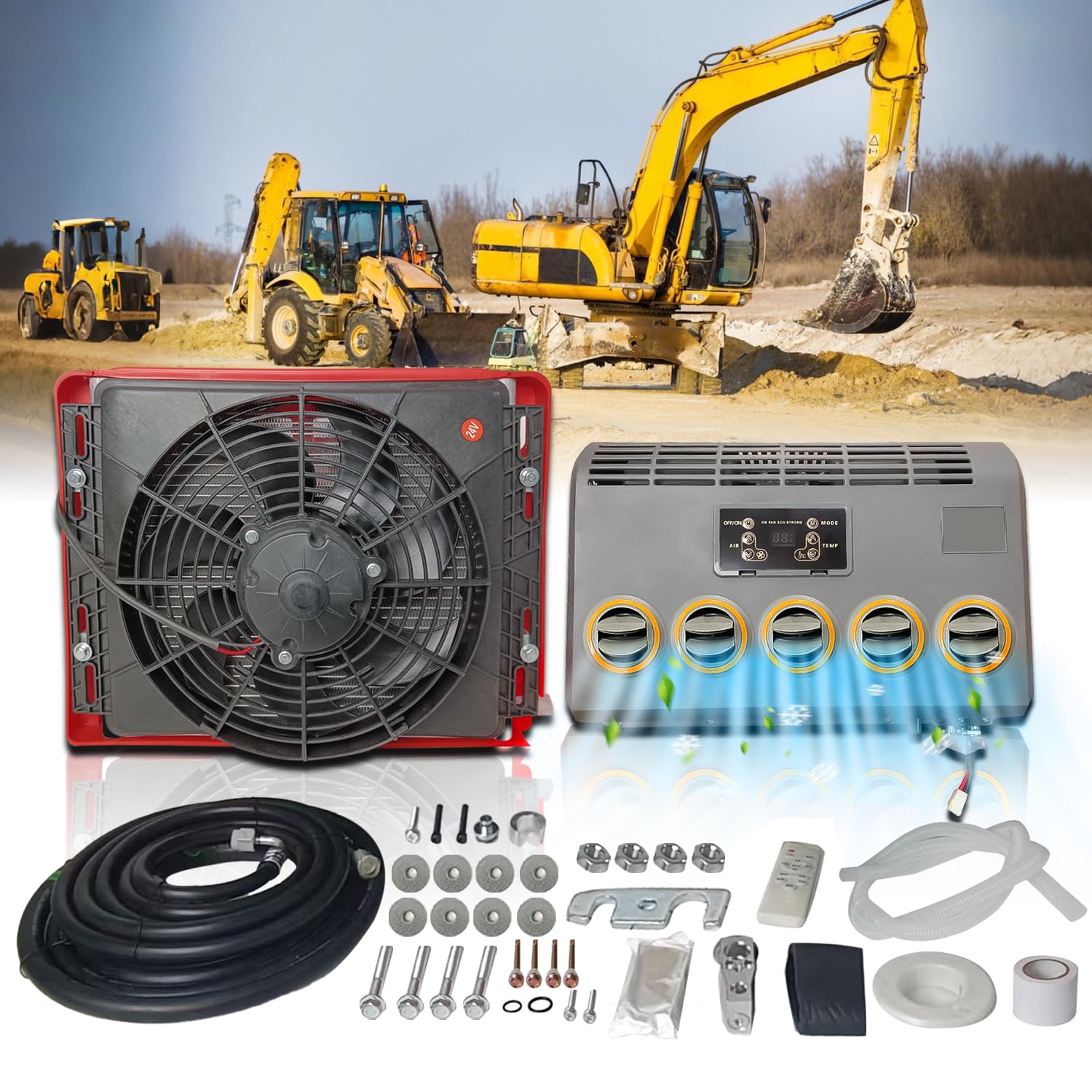 24V Electric Truck Camper Van Air Conditioner Automotive Split Air Conditioner AC Unit 6000 BTU for truck, semi trucks, RV,Van ac New Energy