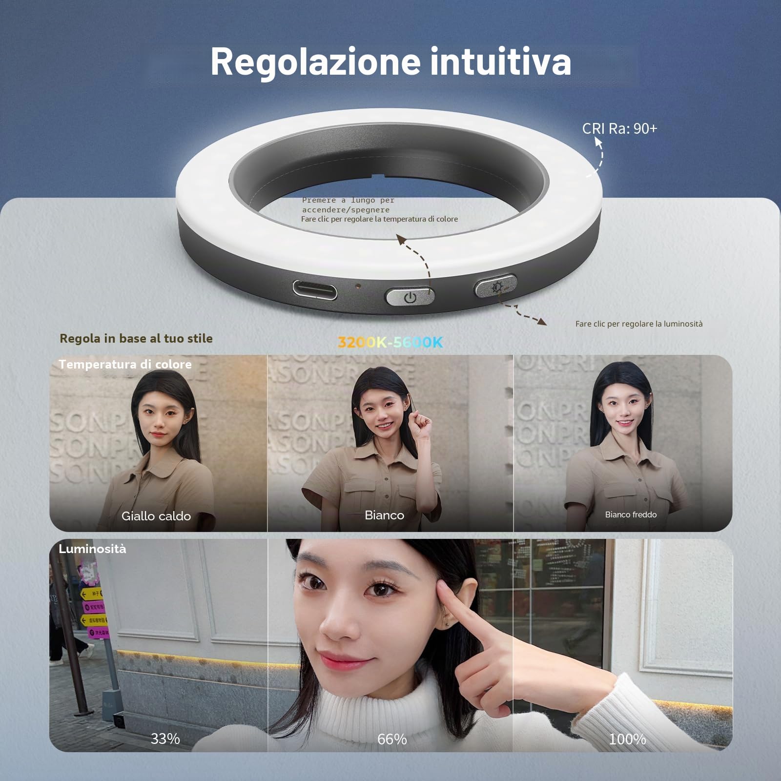 SMALLRIG Vibe P30 67mm Ring LED Video Light, Luce Bicolore Compatta in Polvere con CRI Elevato ≥90, Compatibile con Supporti/Custodie/Obiettivi per Telefono da 67mm, per Creazione di Contenuti - 4873
