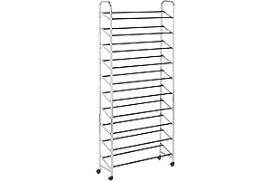 9 Shelf Rolling Rack Shoe Storage Tower Holds 30 Pair of Shoes