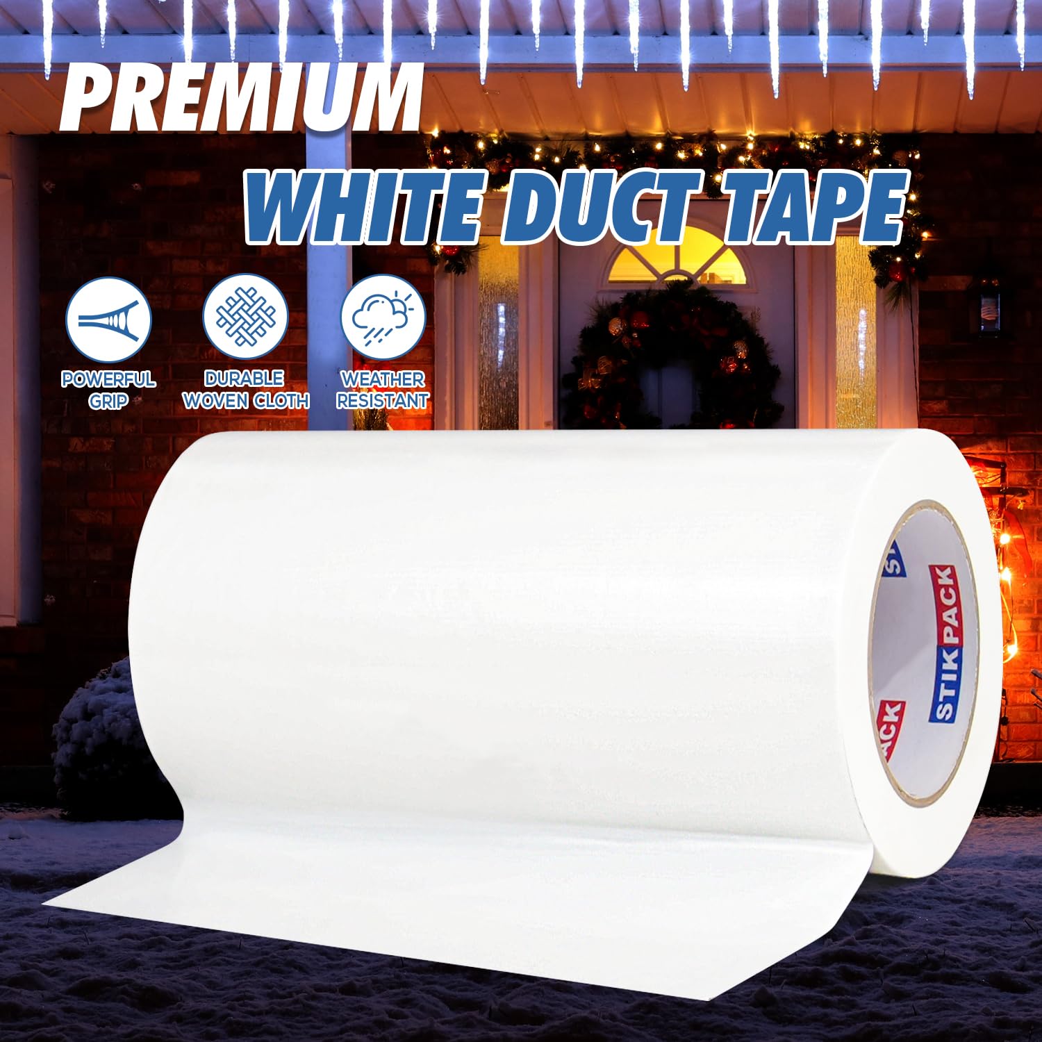 12 Inch Wide Duct Tape Heavy Duty, Industrial Grade White Duct Tape 12 inches x 30 Yards (90 ft), 9 Mil Strong, Flexible, No Residue, Waterproof, UV Resistant for Crafts & Home Improvement