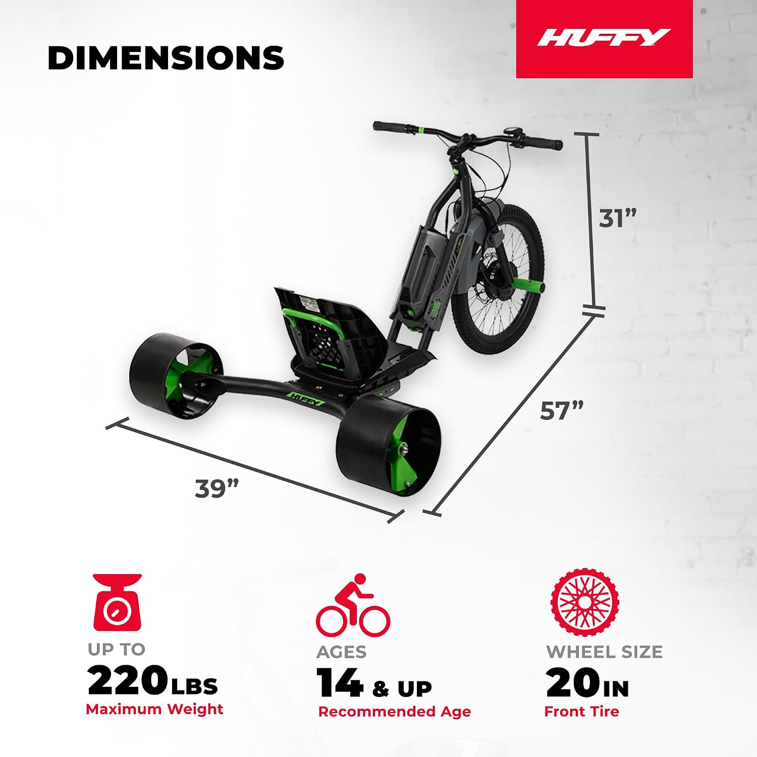 Huffy - Brandclub - Huffy Electric Drift Tricycle, 250W Motor 36V