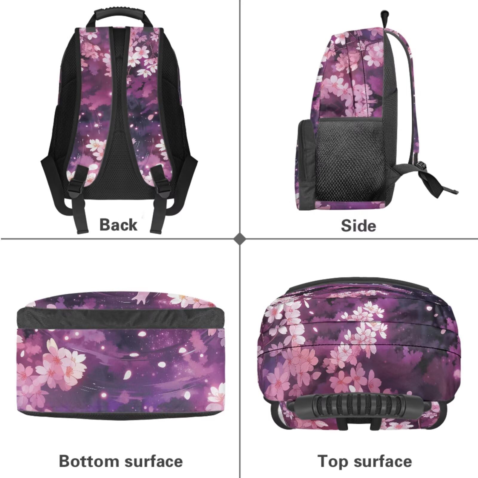COEQINE Zaino scolastico per ragazze 6-8-10-12 con portapranzo e grande astuccio portachiavi, borsa per laptop per libri elementari, 5 pezzi, Axolotl Galassia Viola