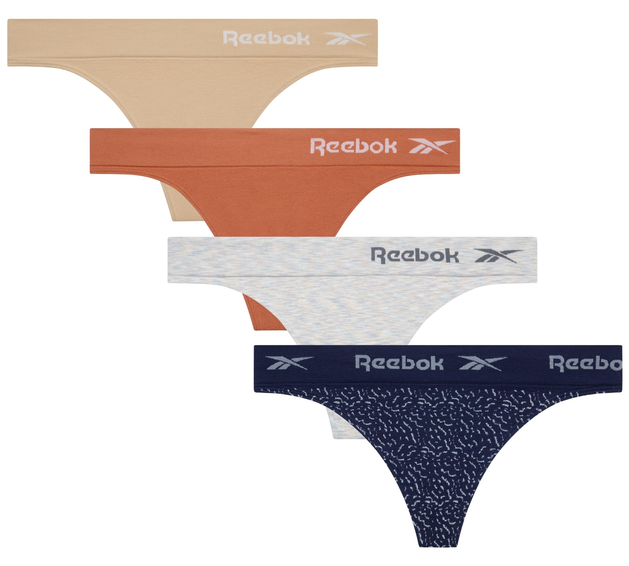 Reebok Biancheria intima da donna, perizoma senza cuciture, confezione da 4
