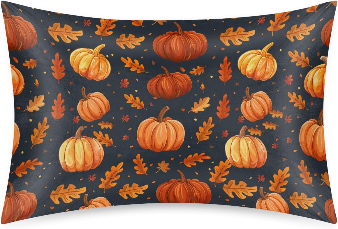 Halloween Satin Pillowcase for Hair and Skin, Similar to Silk Pillowcase 20x26 inches - Standard Size - Cute Ghost Soft Cooling Pillow Cases with Zipper Closure, Gifts for Women Men