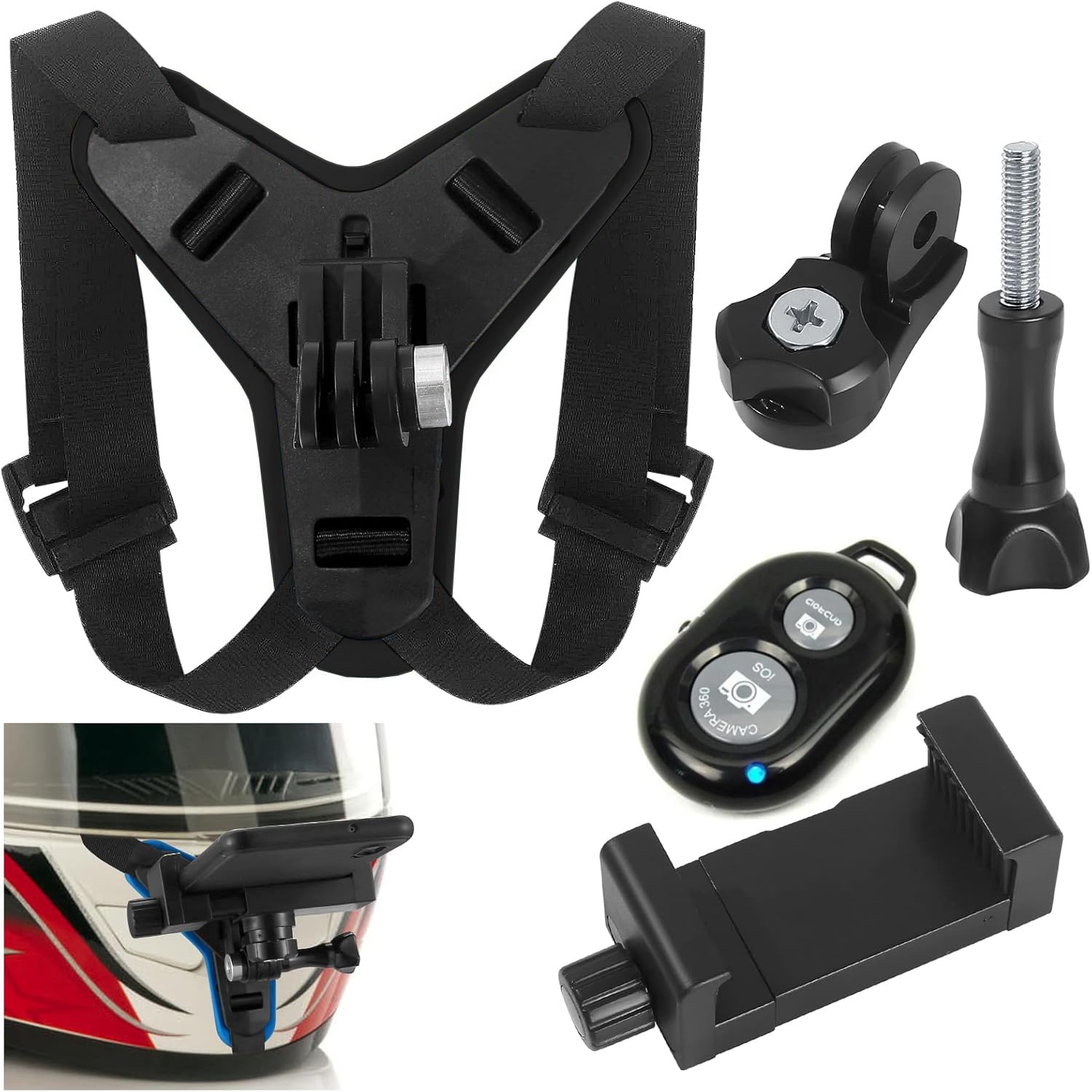 Coverzone Uzaktan Kumandalı Aksiyon Kamera ve Telefon Tutucu Kask Aparatı Gezi Seyahat ve Sürüşlerde Kullanmak için Cep Telefonu Kask Tutucu (Tüm modeller İle Uyumlu) | X002