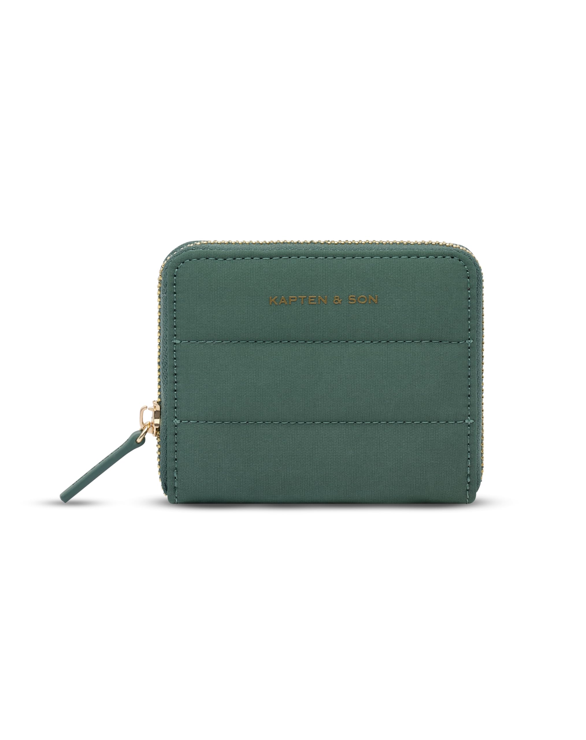 Kapten & Son Geldbörse Damen | Louvre Cloud Small Pine Green | Damen Portemonnaie klein | Portemonnaie Grün | Brieftasche mit Kleingeldfach & 6 Kartenfächer | 9,5X 11,5X 2,5cm