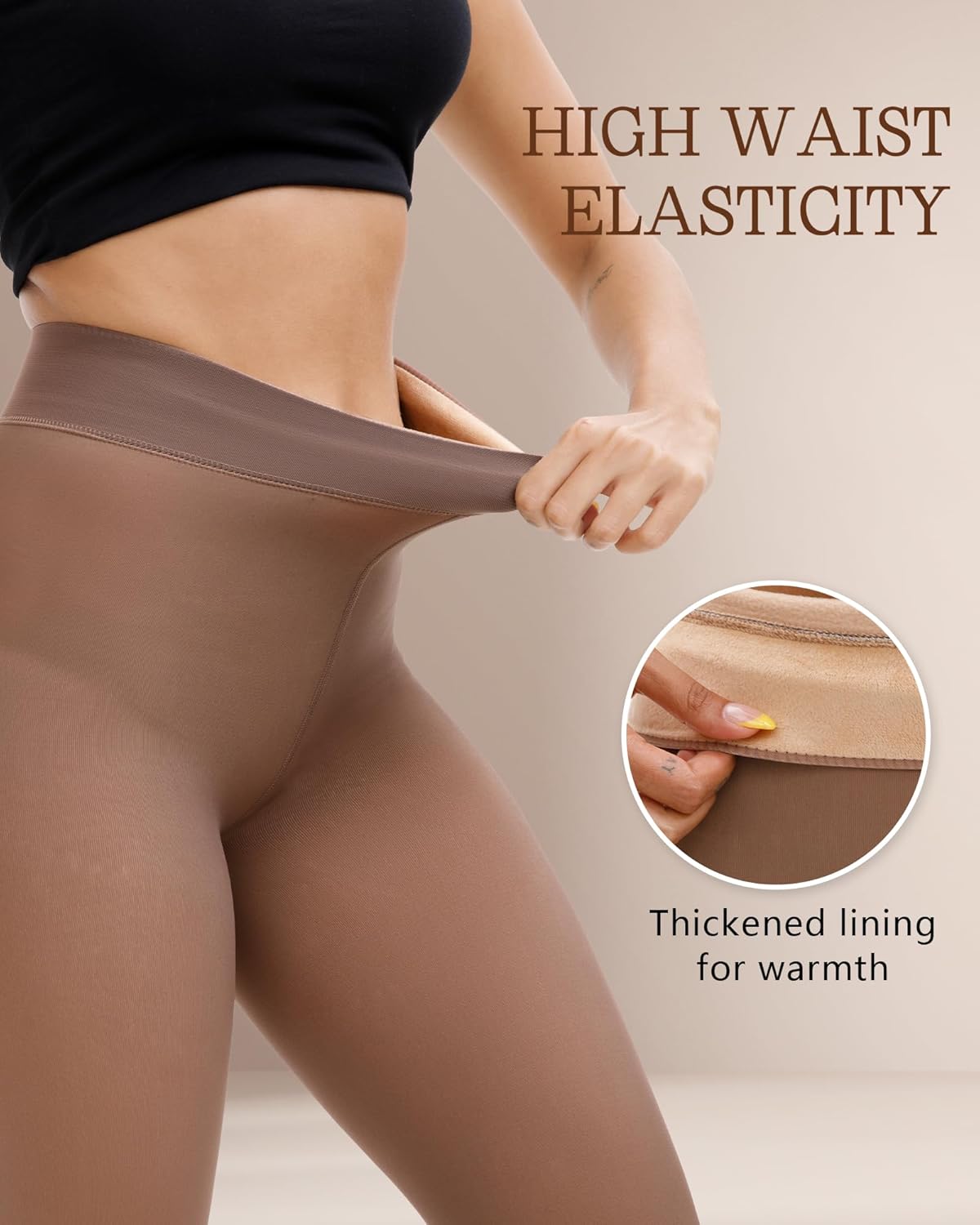 Bebila Fleece Lined Tights Women, Fake Translucent Warm Tights for Winter Sheer Pantyhose Thermal Leggings - Image 5