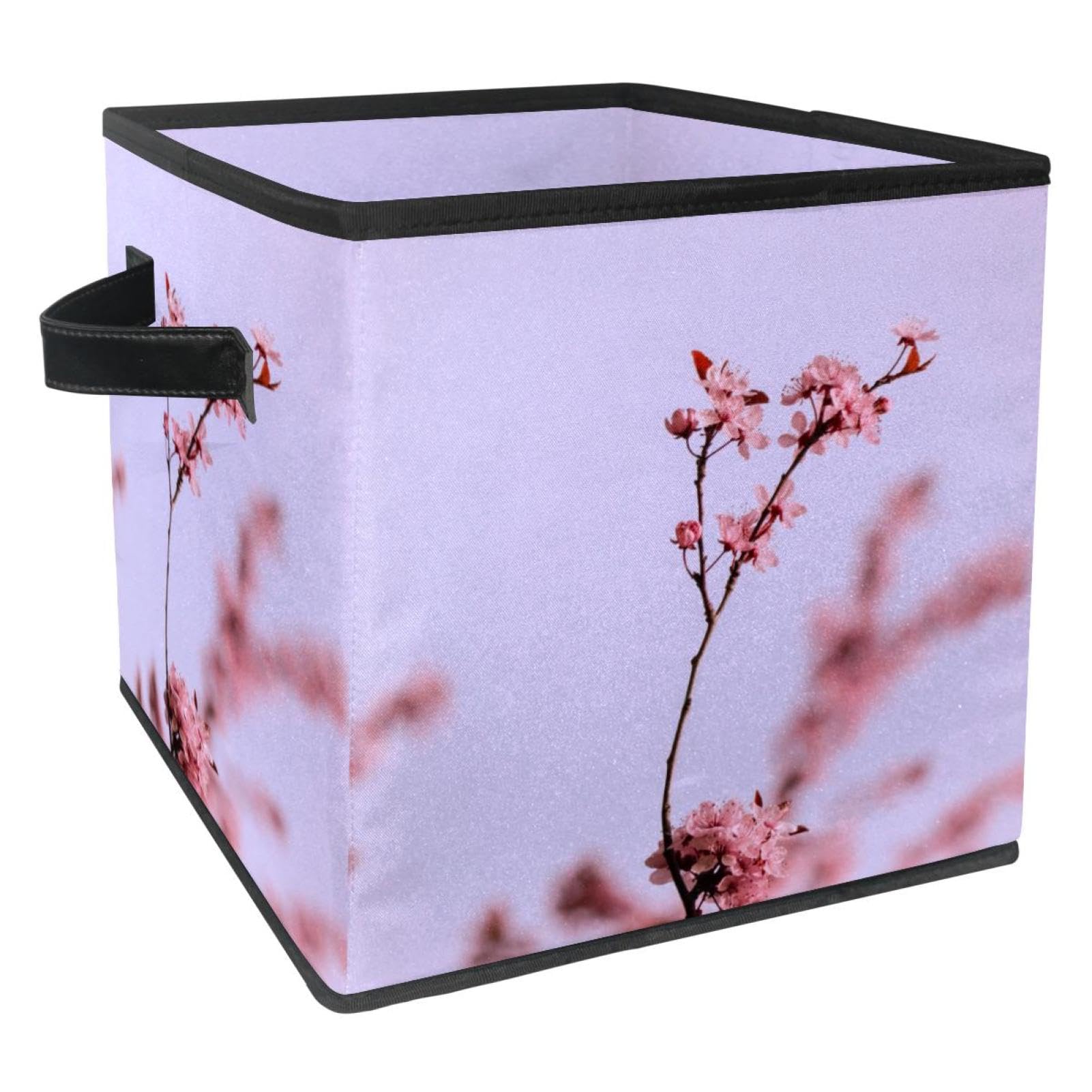 Boîte de rangement cube pliable prune rose fleurie maison et chambre
