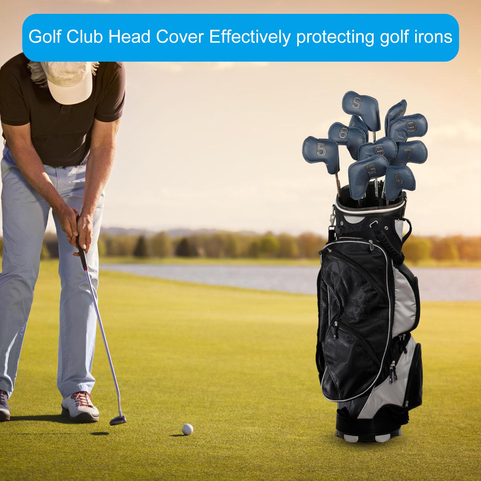 10 Stück Golf Kopfschutzhüllen für Fahrer | Golfschlägerabdeckungen, Putterschutz, Golfschlägerabdeckungen aus Eisen