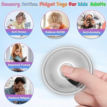 Aolcev Fidget Spinner Metal Fidget Toy Hand Spinner Stainless Steel 3-5 Minutes Fast Bearing Spins Hand Spinner Tri Finger Gyro Toy ADHD EDC Focus Anxiety Stress Relief Toys for Kids Adults-Silver