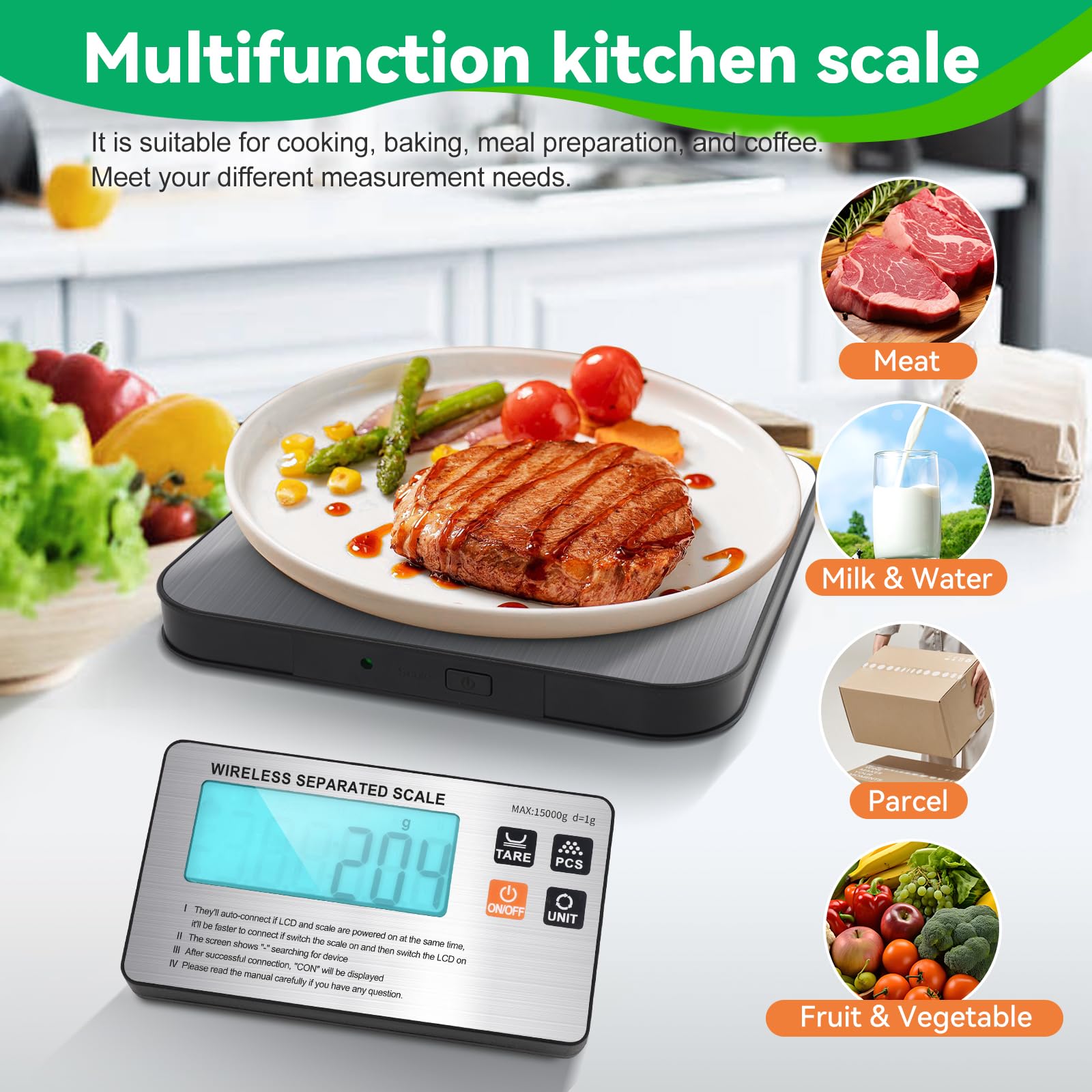 HENDI Digitalwaage Bis 15 Kg & Westmark Abwiegeschaufel 300 Ml – Praktisches Küchen-Duo