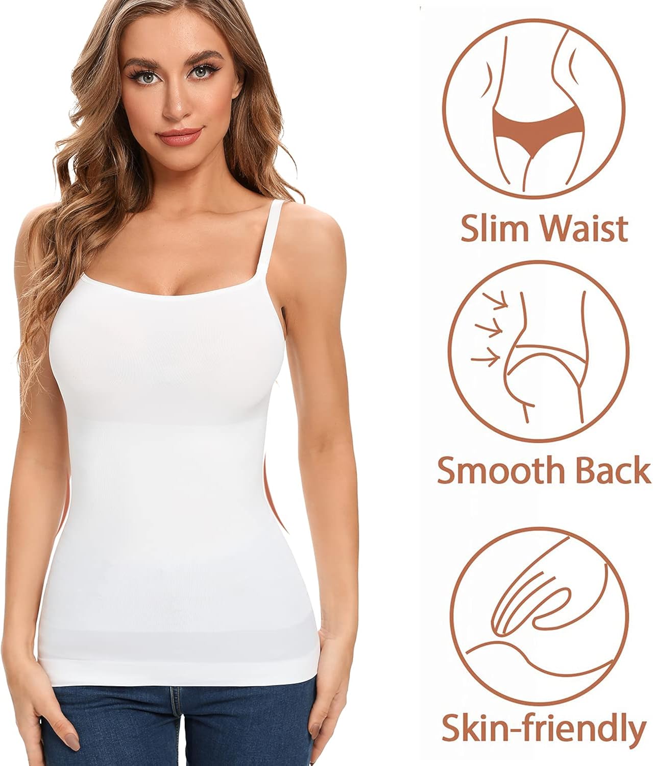 JOYSHAPER Tummy Control Camisole for Women Spaghetti Strap Shapewear Tank Tops Basic Cami at  Women’s Clothing store