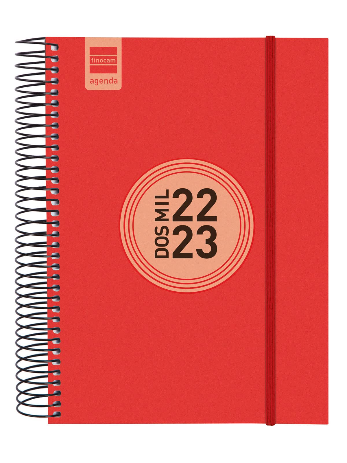 Finocam - 2022 2023 Diary Espir Label 1 Day Page September 2022 - August 2023 (12 Months) Catalan Red