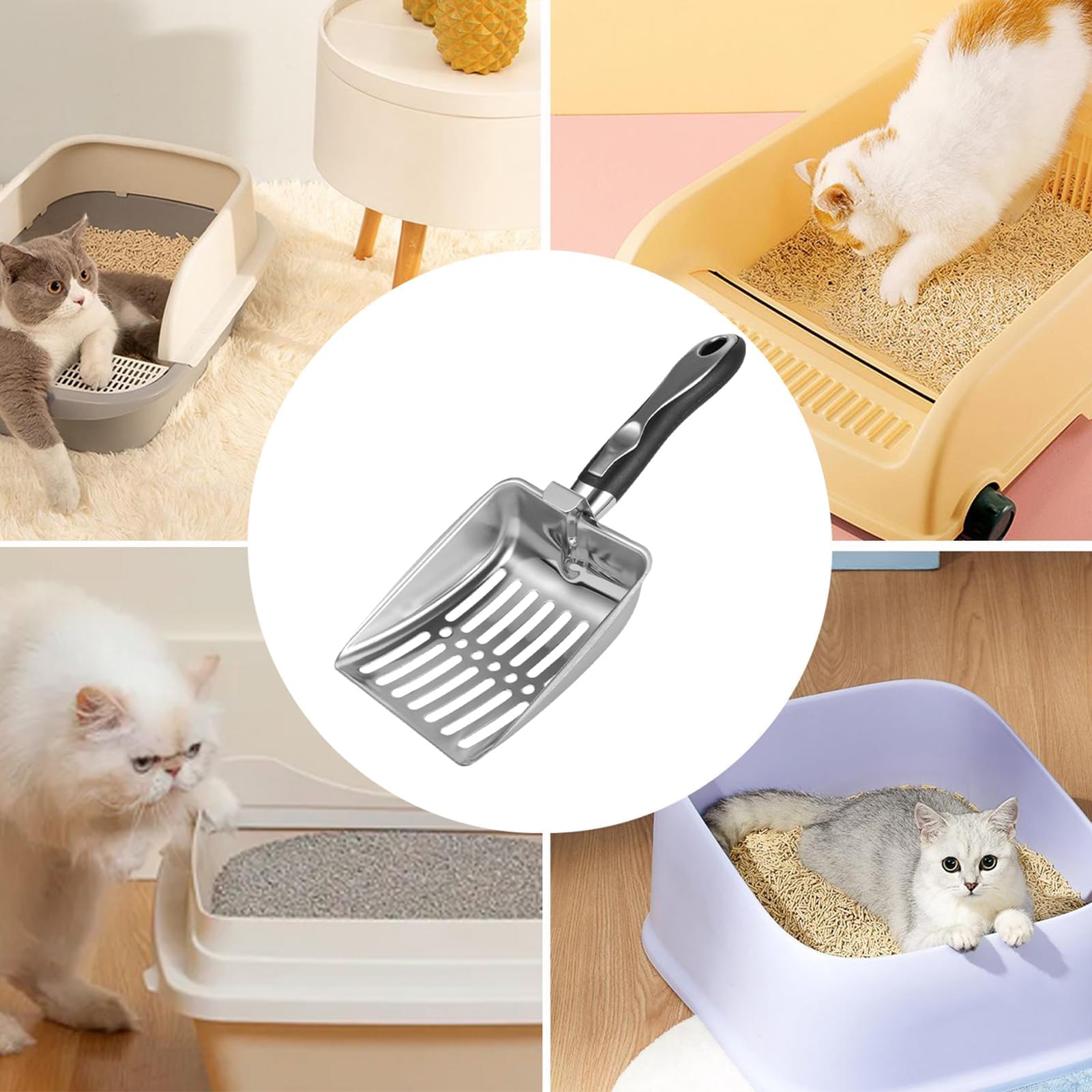Katzenstreu-Schaufel, Robustes Siebwerkzeug mit ergonomischem Langen Griff, tragbares Reinigungswerkzeug for Wohnung, Reisen, Zuhause, Innenbereich