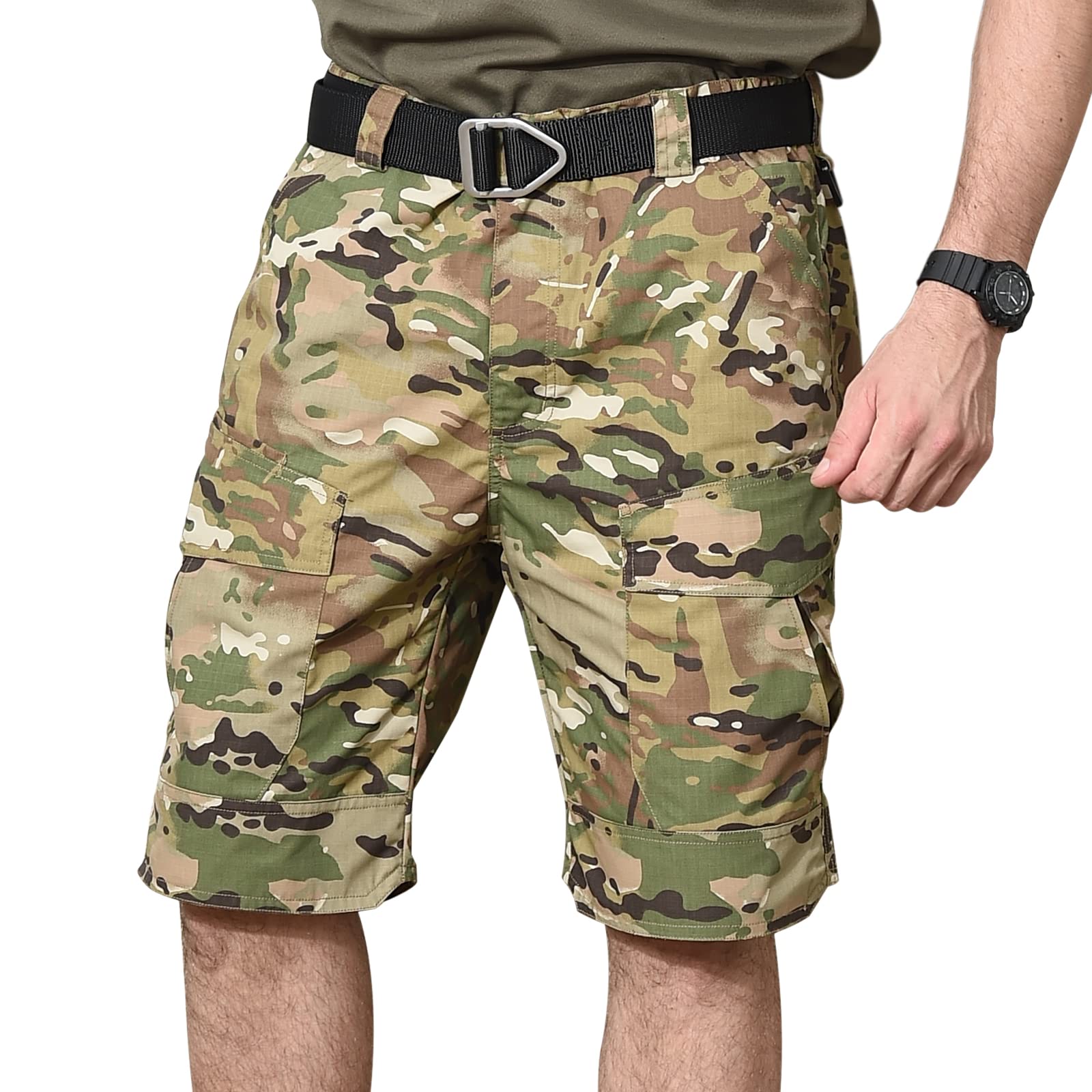 BWBIKE Pantalones Cortos Tácticos de Carga Pantalones para Exteriores para Hombres Pantalones Cortos de Entrenamiento de Verano Pantalones Militares para Fanáticos del Ejército (Sin Cinturón)