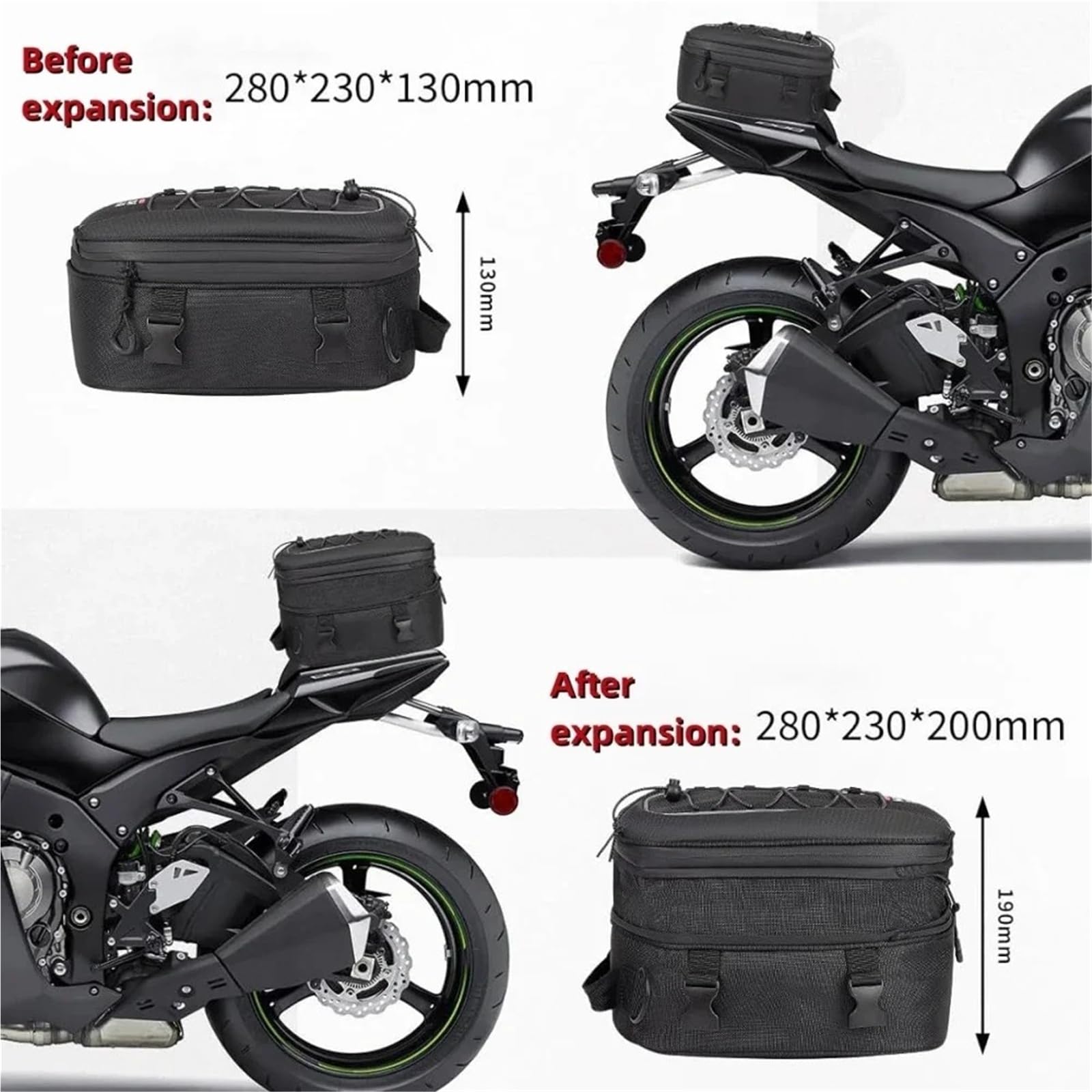 Motorradtasche Hecktaschen Erweiterbare 7-12L Gepäckaufbewahrungstasche Für Den Rücksitz Mit Schultergurt Für R1200 R1250GS Motorradtasche
