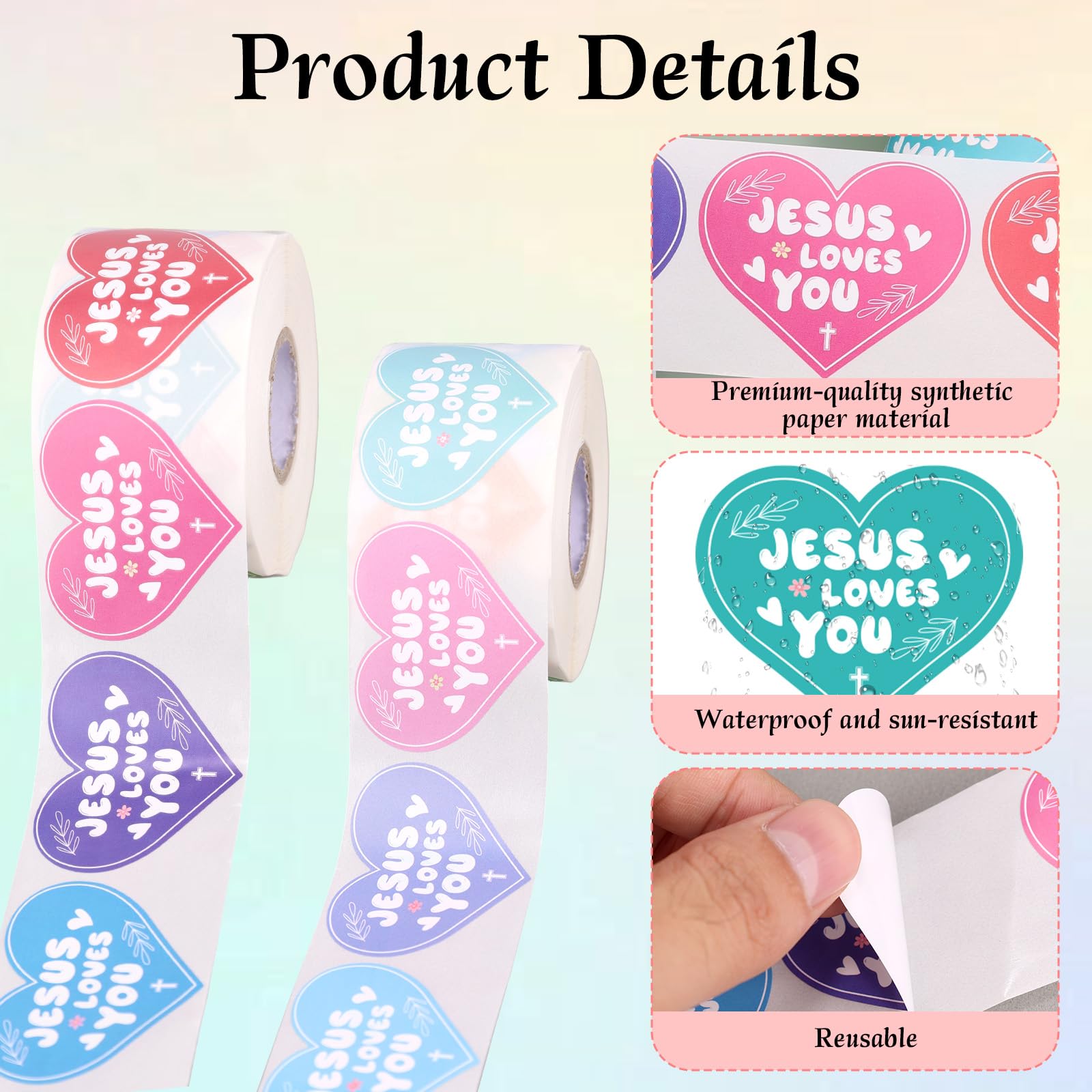 1000pcs Jesus Loves You Stickers - Image 4