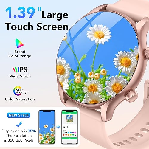 Miniatura 3 de Reloj inteligente, reloj inteligente de 1.39 pulgadas para mujer (respuestahacer llamadas), rastreador de actividad física con monitor de frecuencia