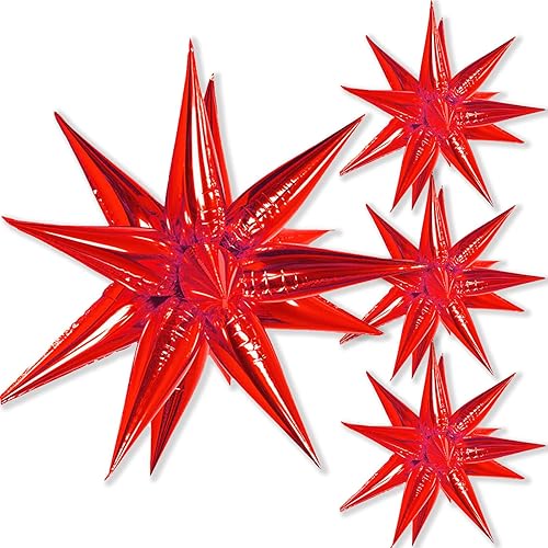 Miniatura 7 de Globos de estrella azul, 40 globos de estrella gruesos, globos metálicos de aluminio de explosión de estrella de 28 pulgadas para cumpleaños,