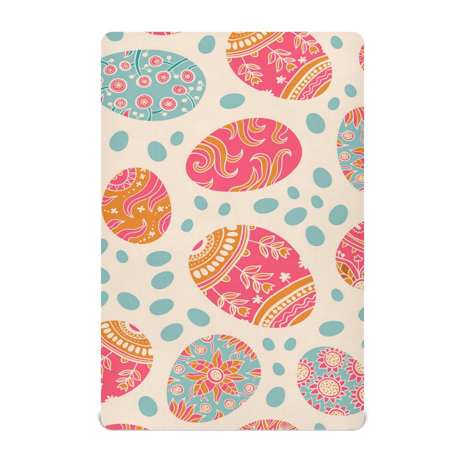 Moudou Easter Eggs Playard Sheet for Boy Girls, Soft Breathable Fitted Toddler Sheet for Standard Playard Bed Mattress, 39 x 27 x 5 Inch
