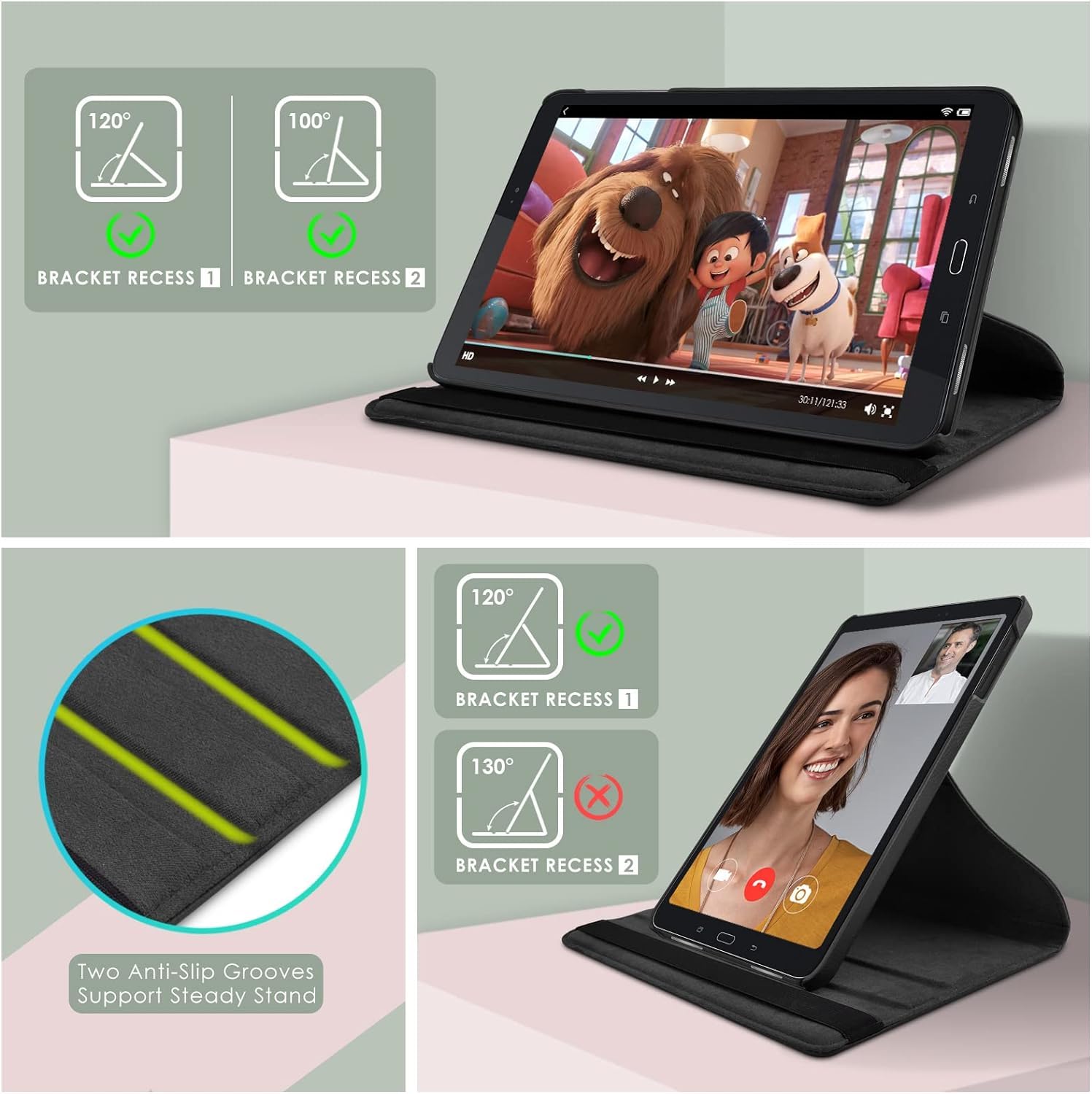 Caseous 360 Degree Rotating Stand Synthetic Leather Folio Flip Cover for Samsung Galaxy Tab A 10.1 inch SM-T580/T585/T587 (Black) — Amazon image 9
