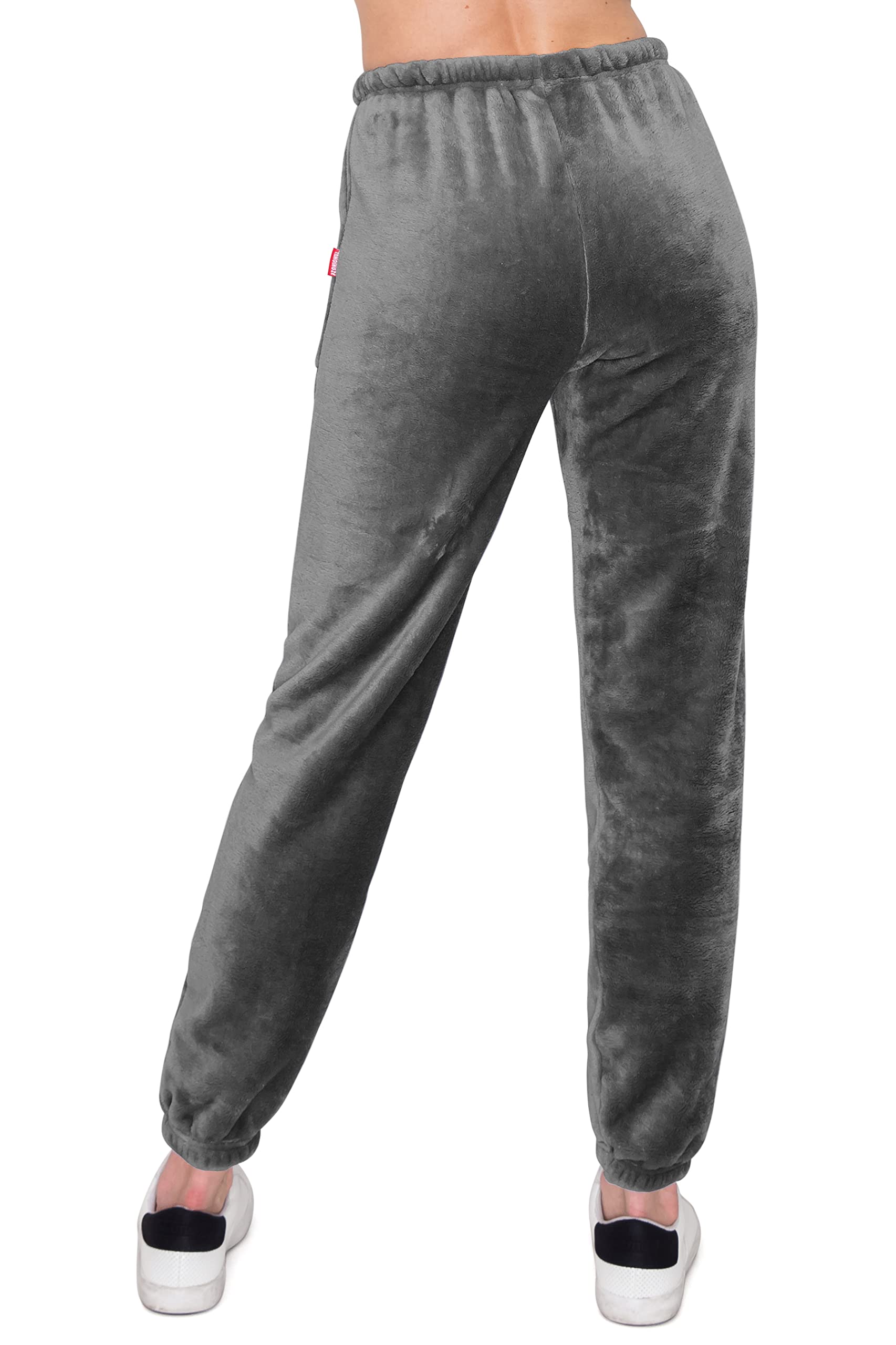 ALWAYS Pantalones de felpa mullidos para mujer, súper suaves, cálidos, cálidos, de invierno, para dormir, para dormir - negro - Large