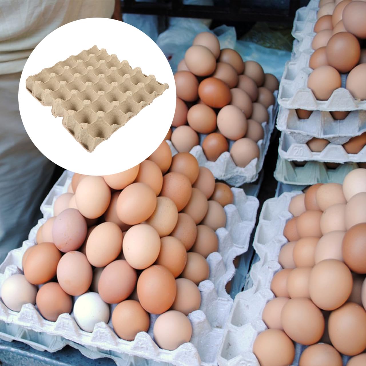 MAGICLULU Carton D'Œufs Vide Réutilisable 5 Pièces Boîte À Œufs En Pâte À Papier 30 Alvéoles Plateau Empilable Pour Réfrigérateur Protection Des Œufs Contre Chocs Et Écrasement