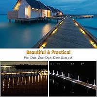 Vista 5 de VOLISUN 16 Pack Solar Driveway Dock Deck Lights,(12 Pack White Hexagon Deck Lights+4pack 2 Colors in 1 Dock Lights（White+Warm White)
