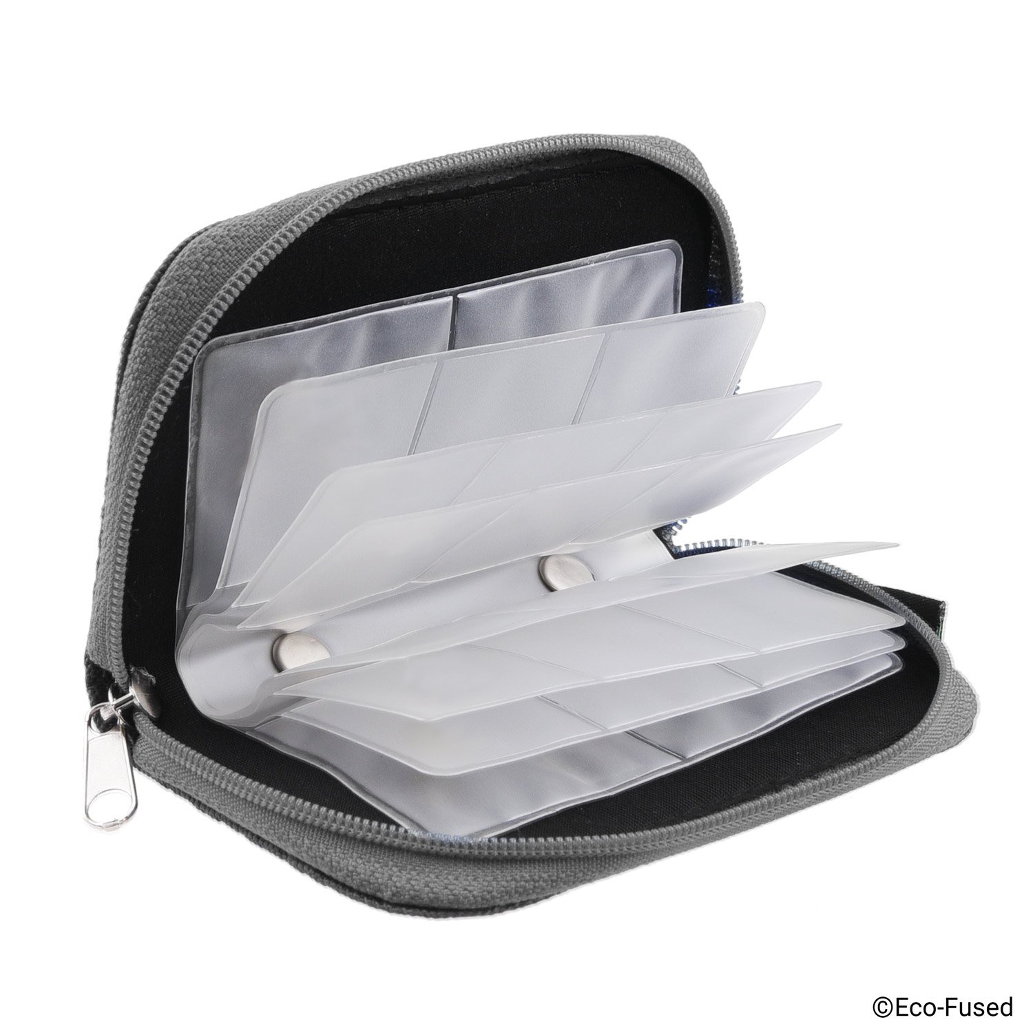 Eco-Fused Custodia per schede di memoria, adatta per schede SDHC e SD, 8 pagine e 22 scomparti, panno in microfibra incluso, confezione da 2, 44 scomparti, grigio e nero
