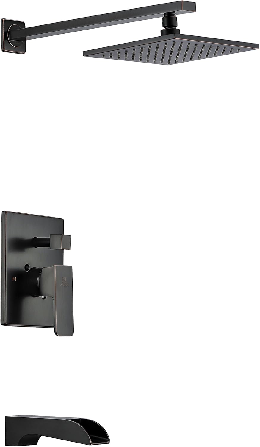 Anzzi Mezzo Luxury Single Handle Rain Shower System | Oil Rubbed Bronze | Wall Mounted Shower Head and Bath Tub Faucet Set Combo | SH-AZ039