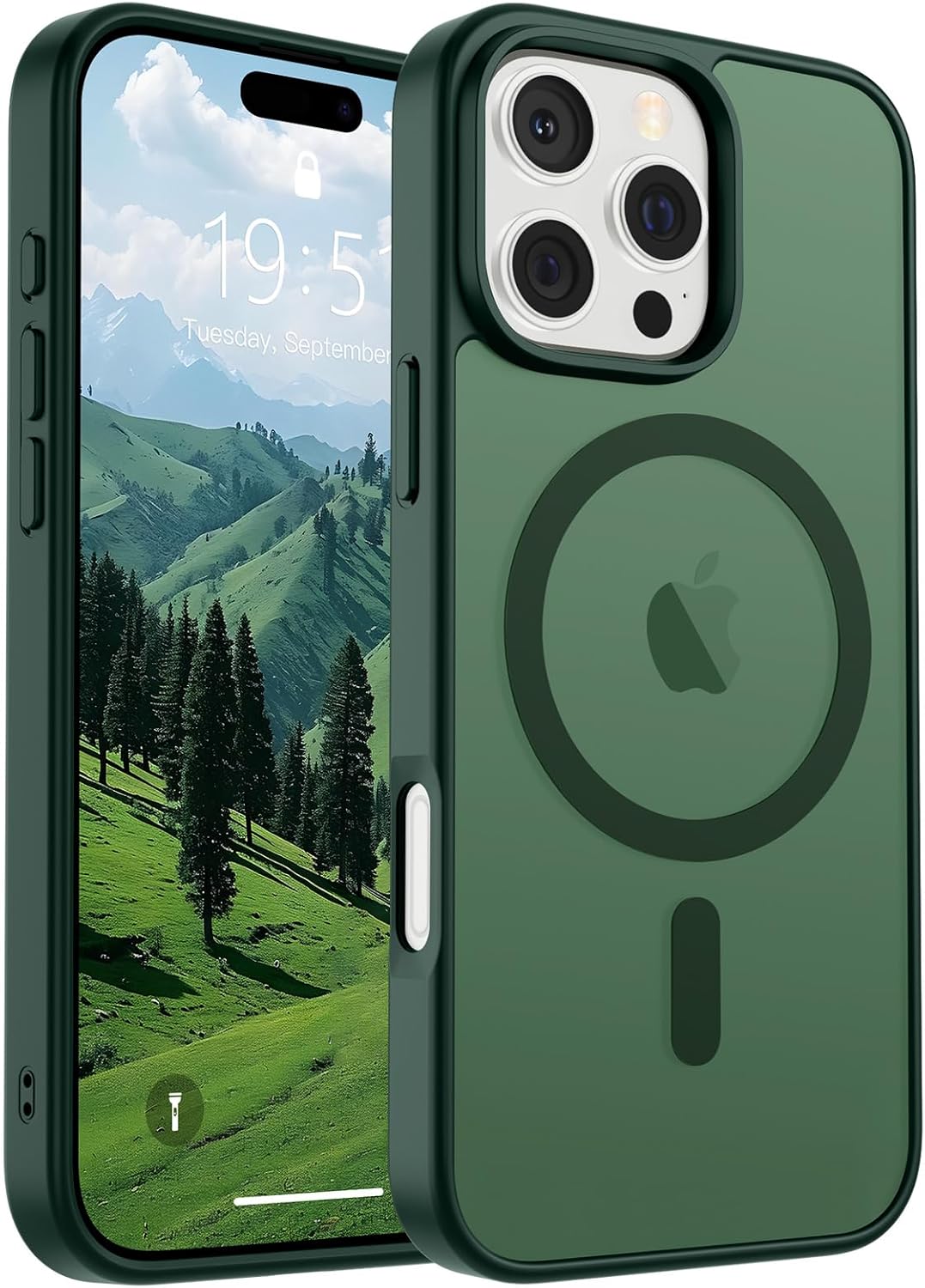 SUPFINE Magnetic for iPhone 16 Pro Max Case (Compatible with MagSafe) (Military Grade Drop Protection) Slim Translucent Matte Shockproof with Anti-Fingerprint Phone Case,Forest Green Forest Green iPhone 16 Pro Max