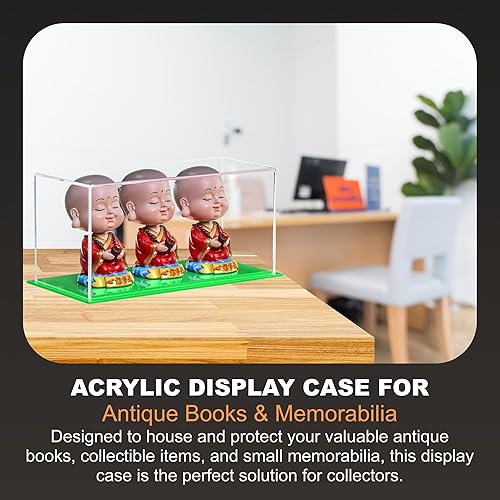 Vista 473 de Better Display Cases Versátil vitrina de acrílico transparente - Caja rectangular grande con base blanca 18" x 12" x 3" (BK09)