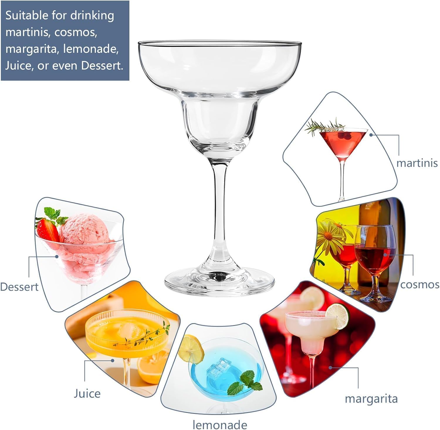 VILON Margarita Glasses Set of 6 | Cocktail Glasses with stem Crystal Glassware for Frozen, Martini, Mixing Cocktails | Classic Cocktail Glasses for Drinks, Clear (Margherita 180ML) 3