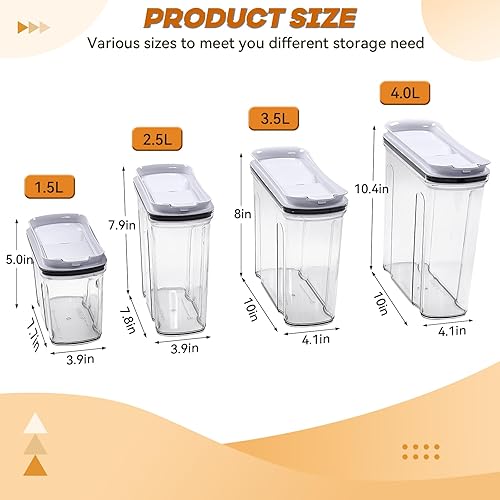 Miniatura 7 de FreshKeeper Juego de almacenamiento de recipientes para cereales, recipiente hermético de almacenamiento de alimentos con tapa de 2.5 L, 2