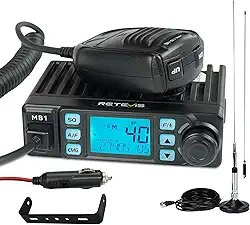 Retevis Rádio CB MB1, rádio CB portátil com antena, estação base de 40 canais, rádio de emergência AM/FM, redução de ruído, rádio móvel de longo alcance fácil de operar para caminhoneiros