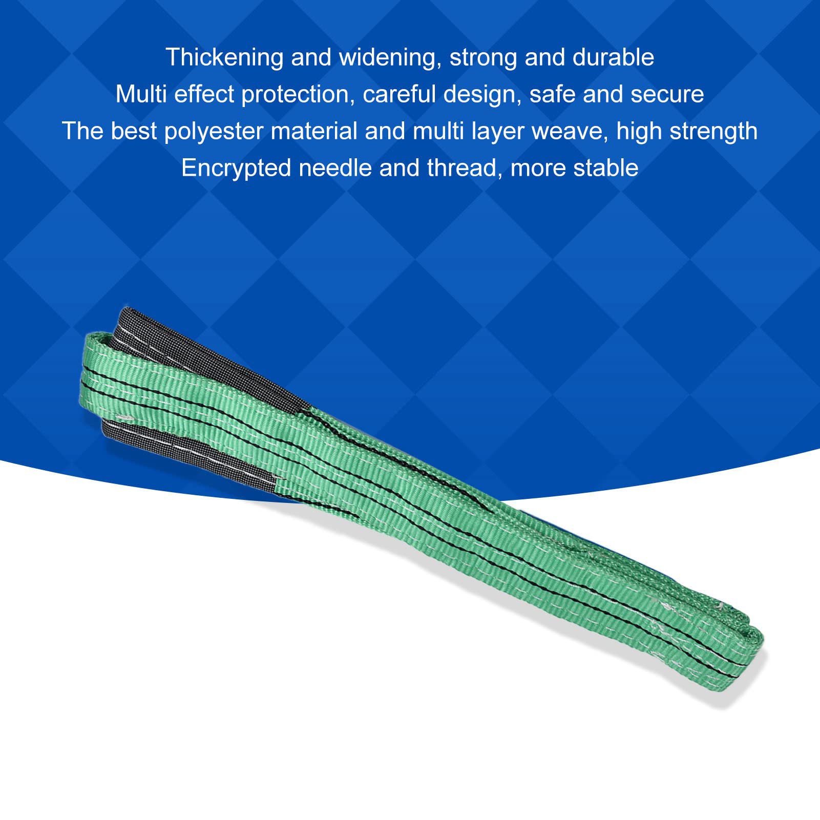 Respicefinem 2T Heavy Duty Lifting Slings High Strength Polyester Webbing 50mm Width Green 5:1 Safety Factor for Ships Machinery and Construction (2m)6.56ft))