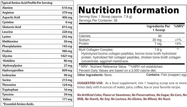 Best Naturals Multiple Collagen Peptides Protein Type I, II III, V & X Collagen unflavored 1 Pound - Grass Fed & Pasture Raised - Water Soluble - Easy to Mix (1 LB (Pack of 2))