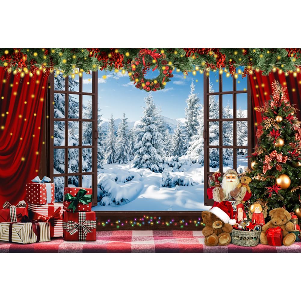 Een Besneeuwde Kerstboom Op De Achtergrond, Een Besneeuwde Kerstboom