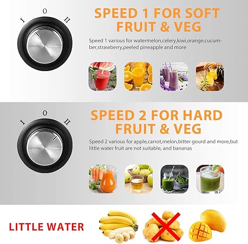 Miniatura 5 de Exprimidor centrífugo de Bagotte exprimidor de canal de alimentación de 2559in de ancho para frutas y verduras enteras extractor de jugo de doble