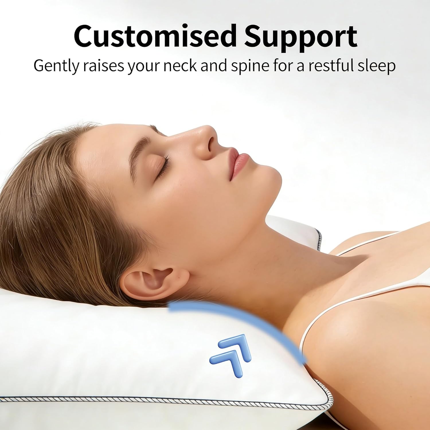 Luxury Down Feather Pillow Set of 2 - Queen/King Bed Pillows for Sleeping with Premium 100% Cotton Cover (Queen)